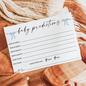 Baby Predictions Card | Baby-Vorhersagen und Ratschläge | Babyparty Ratkarten | Baby-Dusche-Spiele zum Ausdrucken | Bearbeitbare Vorlage | D2