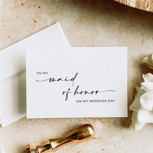 Maid of Honor Thank You Bifold Card To My Maid of Honor On My Wedding Day Wedding Thank You Card Template Minimalist A1 image 2