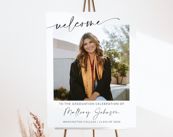 Graduation Welcome Sign | Photo Graduation Poster | Graduation Party Sign | Graduate Sign | Grad Party Sign | Editable Template | A1
