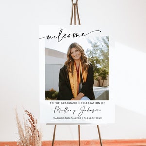 Graduation Welcome Sign | Photo Graduation Poster | Graduation Party Sign | Graduate Sign | Grad Party Sign | Editable Template | A1