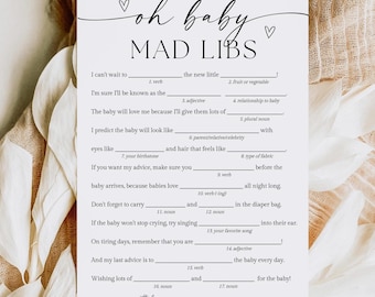 Baby Shower Mad Libs, Baby Shower Games Printable, Oh Baby Mad Libs Game, Funny Baby Shower Game, Instant Download, Editable Template, S2