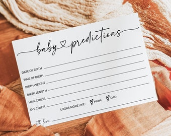 Baby Predictions Card | Baby Predictions and Advice | Baby Prediction Game | Baby Shower Games Printable | Advice Card | Editable | S1