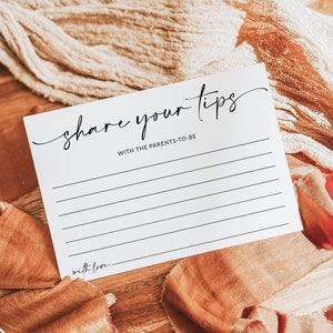 Consigli per i futuri genitori / Scheda consigli per baby shower / Condividi i tuoi suggerimenti / Gioco per baby shower stampabile / Scheda previsioni bambino / Modello, A1