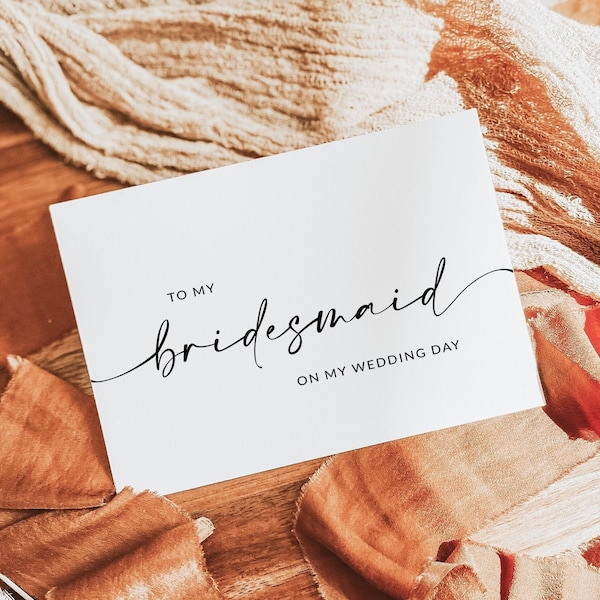 Thank You Bridesmaid Card | Bridesmaid Folded Thank You Card Template | Thank You Card for Wedding | Editable Template | A1