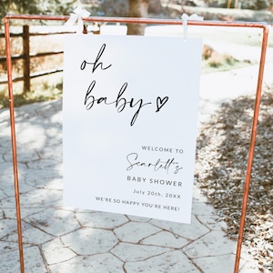 Babyparty Zeichen | Babyparty Willkommensschild | Oh Baby Zeichen | Babyparty Poster | Babyparty Dekoration | Bearbeitbare Vorlage | A1