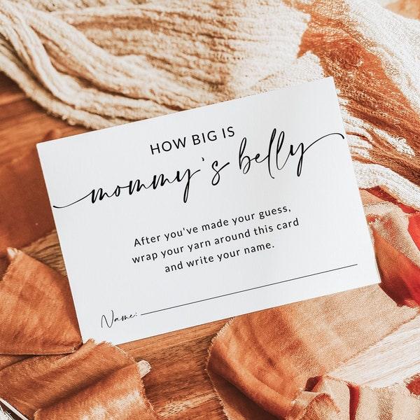 How Big Is Mommy's Belly Game Card | How Big Is Her Belly | How Big Is Mom's Belly | Baby Shower Game Printable | Comes with 2 Cards | A1