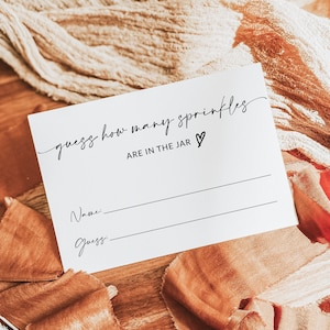 Tarjeta de juego de chispas para bebés / Adivina cuántas chispas hay en el frasco Juego para baby shower imprimible / Juego de adivinanzas para baby shower / Plantilla / A1