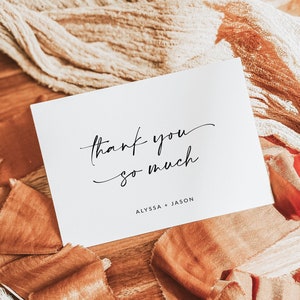 Plantilla de boda de tarjeta de agradecimiento / Tarjeta de agradecimiento plegada personalizada imprimible / Tarjeta de agradecimiento minimalista / Descarga de plantilla editable / A1