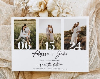 Save The Date Template Photo Collage | Save The Date Card with Photos | Save The Date Digital Download | Editable Template | A1