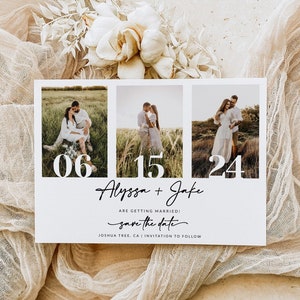 Save The Date Template Photo Collage | Save The Date Card with Photos | Save The Date Digital Download | Editable Template | A1