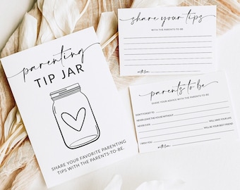 Parenting Tip Jar Sign and Advice Card for The Parents To Be | Baby Shower Game Printable | Baby Shower Advice | Baby Shower Sign | A1
