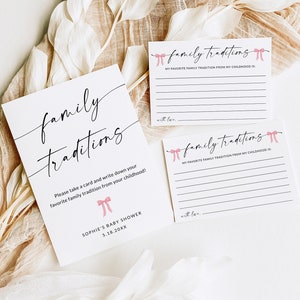 Familietradities voor babyshowers | Babyshowerspellen | Advieskaarten Babyshower | Wensen voor baby | Babytradities | Bewerkbare sjabloon | D1