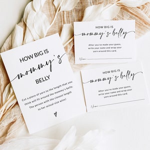 ¿Qué tan grande es el juego del vientre de mamá? / ¿Qué tan grande es su vientre? / ¿Qué tan grande es el vientre de mamá? / Juego de baby shower imprimible / Signo de baby shower / Plantilla, A1