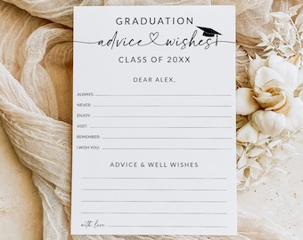 Graduation Advice and Wishes Card | Advice and Wishes for the Graduate | Graduation Card | Grad Advice Card | Graduate Advice | Editable, S1
