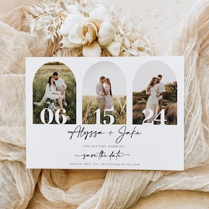 Minimalist Save The Date Template | Save The Date Card with Multiple Photos | Save The Date Announcement Card | Digital Download |A1