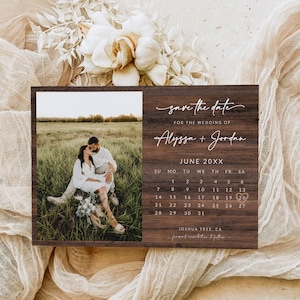 Rustic Calendar Save The Date Template with Photo | Country Save The Date Template | Farmhouse Save The Date Digital Download | Editable, C1