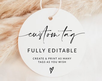 Editable Custom Tag | Wedding Favor Tag | Wedding Label | Wedding Sticker | Bridal Shower Games | Business Tag | Editable Template | A1