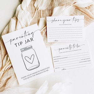 Parenting Tip Jar Sign and Advice Card for The Parents To Be | Baby Shower Game Printable | Baby Shower Advice | Baby Shower Sign | A1