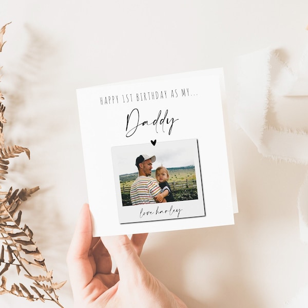 1st Birthday as Daddy Card | Card for Dad | Baby's Birthday Card | Folded Square Greeting Card |  Instant Download | Editable Template | A1