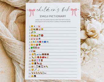 Baby Shower Emoji Game | Children's Book Emoji Pictionary Game | Baby Shower Game Printable | Baby Shower Game Girl | Editable Template, D1
