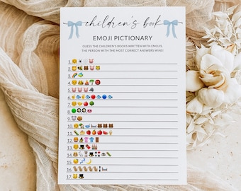 Children's Book Emoji Pictionary Game | Baby Emoji Game | Emoji Baby Shower Game Printable | Baby Book Emoji Game | Editable Template | D2