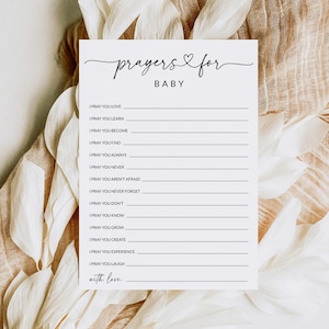 Oraciones para el bebé / Tarjeta de oraciones / Deseos para el bebé / Consejos y deseos / Consejos para el bebé / Juego de baby shower imprimible / Plantilla editable, S1