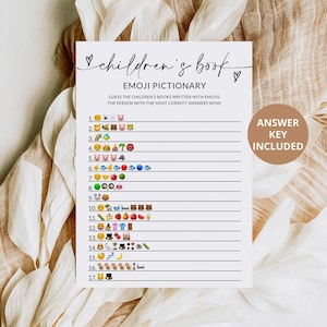 Kinderbuch Emoji Bildspiel | Babyparty Emoji Spiel | Emoji Bild | Baby Buch Emoji Spiel | Baby-Dusche-Spiele zum Ausdrucken | A1