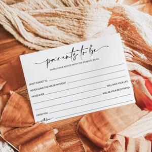 Carte de conseils minimaliste pour la baby shower | Conseils aux futurs parents | Souhaits pour les parents | Jeux de baby shower | Modèle de téléchargement instantané | A1