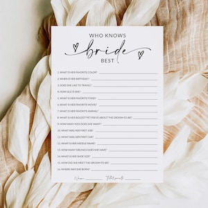 Who Knows the Bride Best Game | How Well Do You Know The Bride | Bridal Shower Trivia | Bridal Shower Game | Editable Template | A1