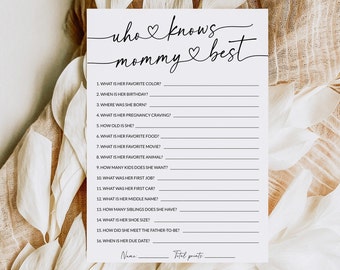 Who Knows Mommy Best | Who Knows Mom Best | Who Knows Mommy Game | How Well Do You Know Mom | Baby Shower Game | Editable Template | S1