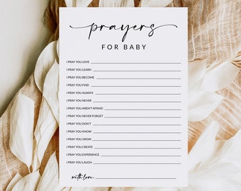 Prayers For Baby | Baby Shower Games Printable | Prayers Cards | Wishes For Baby | Wishes Card | Advice and Wishes | Editable Template | A1