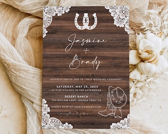 Rustic Wedding Invitation | Country Digital Wedding Invitation Template | Farmhouse Wedding Invitation | Wood Barn Wedding Invite | C1