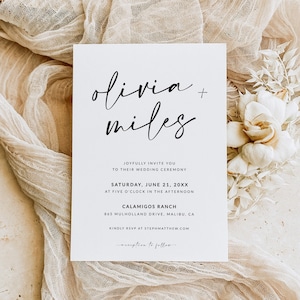 Schlichte Minimalistische Hochzeitseinladung | Boho Hochzeitseinladung Vorlage | Moderne Hochzeitseinladung Vorlage | Bearbeitbare Vorlage Download | A1