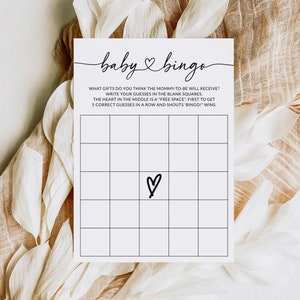 Baby Bingo Spiel | Babyparty-Bingo | Baby Bingo Printable | Baby Bingo Karten | Baby-Dusche-Spiele zum Ausdrucken | Bearbeitbare Vorlage | S1