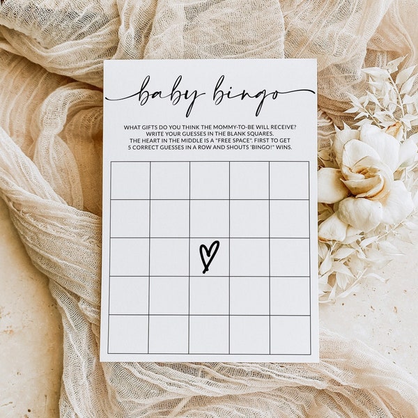 Baby Bingo Game | Baby Shower Bingo Template | Gender Neutral Baby Shower Games | Baby Bingo Printable Card | Editable Template | A1