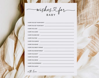 Wishes For Baby Card | Wishes for Baby Template | Wishes for Baby Shower | Baby Shower Games | Well Wishes for Baby | Editable Template | S1