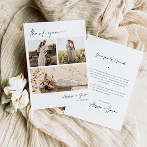 Minimalist Wedding Thank You Card Template with 3 Photos | Wedding Thank You Card Set | Wedding Thank You Printable | Editable Download |A1