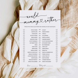 Would Mommy Rather | Would She Rather | Who Knows Mommy Best | Would Mom Rather | Baby Shower Games Printable | Editable Template | S1