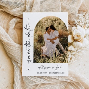 Save The Date Vorlage mit Foto | Digital Save the Date | Hochzeit Save The Date Minimalist | Save The Date Karte | Bearbeitbare Vorlage | A1