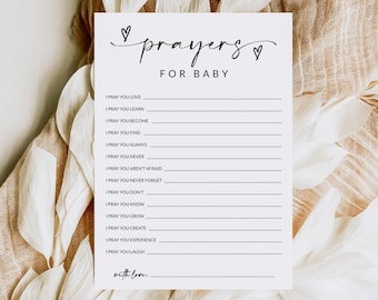 Baby Shower Game Prayers For Baby | Baby Shower Games Printable | Prayers Cards | Wishes For Baby | Wishes Card | Editable Template | A1