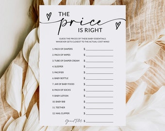 The Price Is Right Baby Shower Game | Baby Shower Games Printable | Baby Shower Games Minimal | Guess The Price | Baby Editable Template, A1