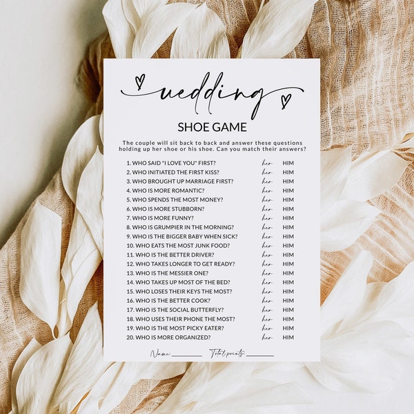 Wedding Shoe Game | Fun Couple Game | Couples Shoe Game | Bridal Shower Game | Couples Wedding Shower Game | Editable Template | A1