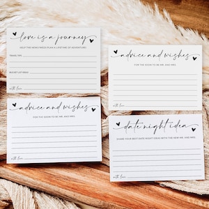 Beratung für die Braut Bundle, 4 Hochzeitsempfehlungskarten für Braut und Bräutigam, Brautdusche Spiel zum Ausdrucken, Ratschläge und Wünsche, bearbeitbar, A1