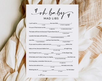 Baby Shower Game Mad Libs | Baby Shower Games Printable | Oh Baby Mad Libs Game | Baby Shower Games Boy Girl | Editable Template | A1