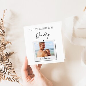 1e verjaardag als papa kaart | Kaart voor papa | Gevouwen vierkante wenskaart | Baby's verjaardagskaart | Direct downloaden | Bewerkbare sjabloon | A1