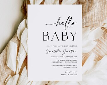 Baby Shower Invitation | Minimalist Baby Shower Invitation Digital Download | Baby Shower Invitation Boy Girl | Editable Template | A1