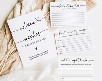 Advice and Wishes for the Mr and Mrs | Advice and Wishes | Advice for the Bride and Groom | Bridal Shower Game | Editable Template | S1