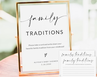 Family Tradition Sign and Card | Share A Memory | Baby Shower Advice | Baby Shower Game Printable | Baby Shower Sign | Editable Template, A1
