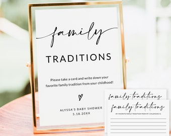 Family Tradition Sign and Card | Share A Memory | Baby Shower Advice | Baby Shower Game Printable | Baby Shower Sign | Editable Template, A1