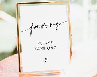 Minimalist Wedding Favors Sign | Please Take One Favor Sign | Bridal Shower Sign | Wedding Sign | Table Sign | Editable Sign Template | A1